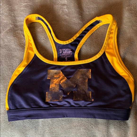 PINK Victoria's Secret Other - PINK Victoria's Secret Navy and Gold Michigan M Sports Bra